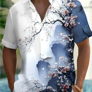 Chinese Laundry White and Blue Floral Men's Shirt